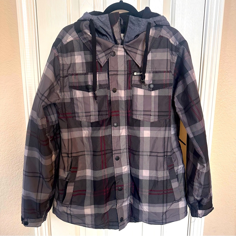 Snowboard/Ski Plaid Hooded Winter Jacket Men’s S-Waterproof Outerwear Grunge